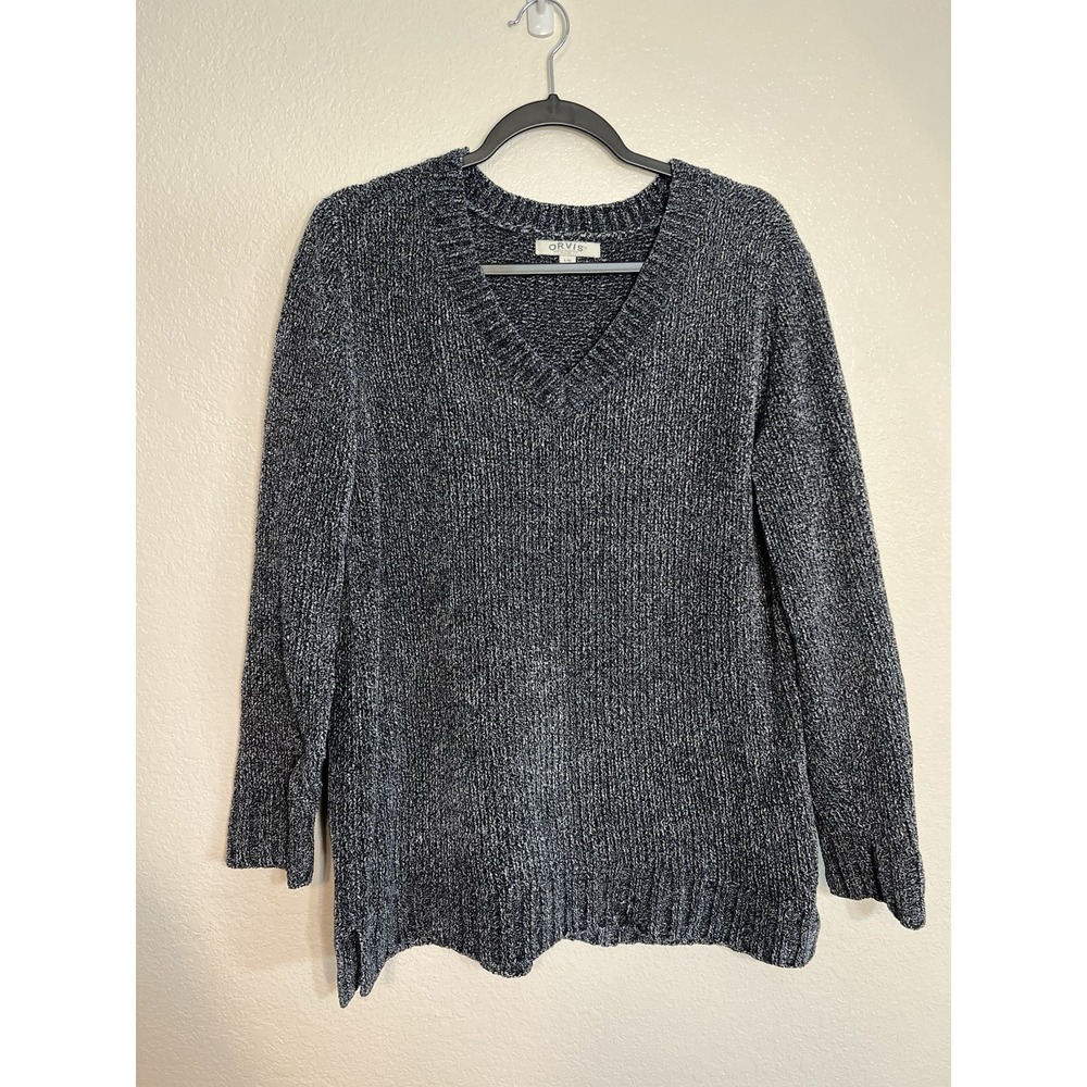ORVIS Women's Chenille Ultra Soft Sweater Size Large D115-A Dark Gray/Blackish